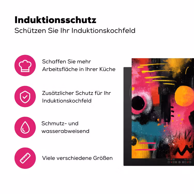 Kleurvlakken - Vormen - Kleurrijk - Abstract Inductie beschermer vinyl 3mm klein -zzzzzzz-lf-ups