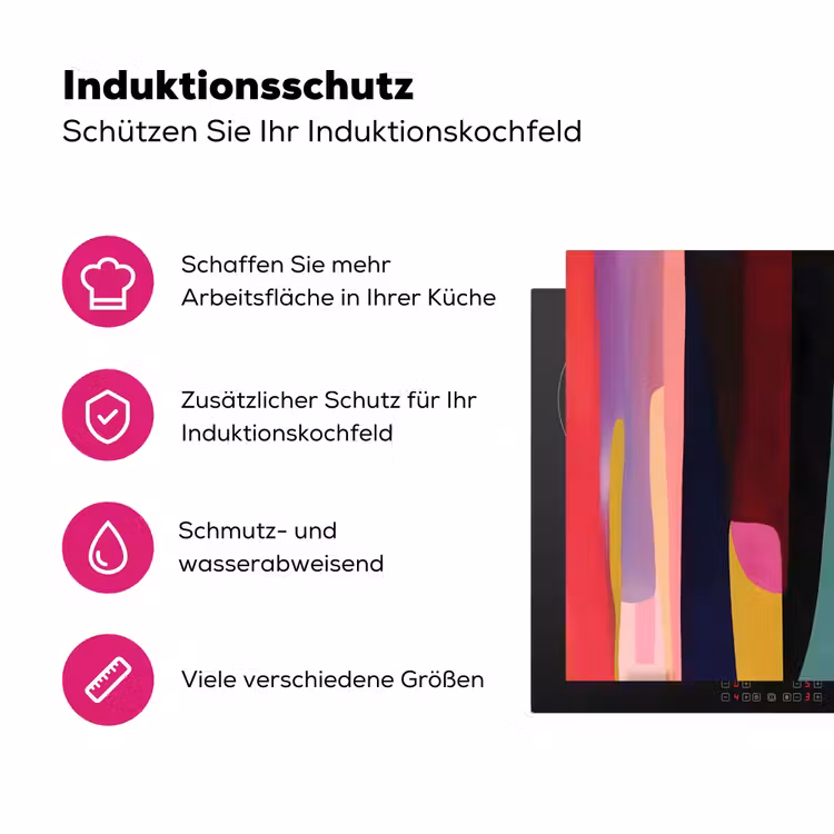 Kleurbanen - Verticaal - Kleurrijk Inductie beschermer vinyl 3mm klein -zzzzzzz-lf-ups
