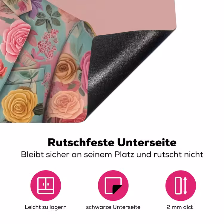 Luiaard - Bloemenprint - Bril - Roze Inductie beschermer vinyl 3mm klein -zzzzzzz-lf-onderkant
