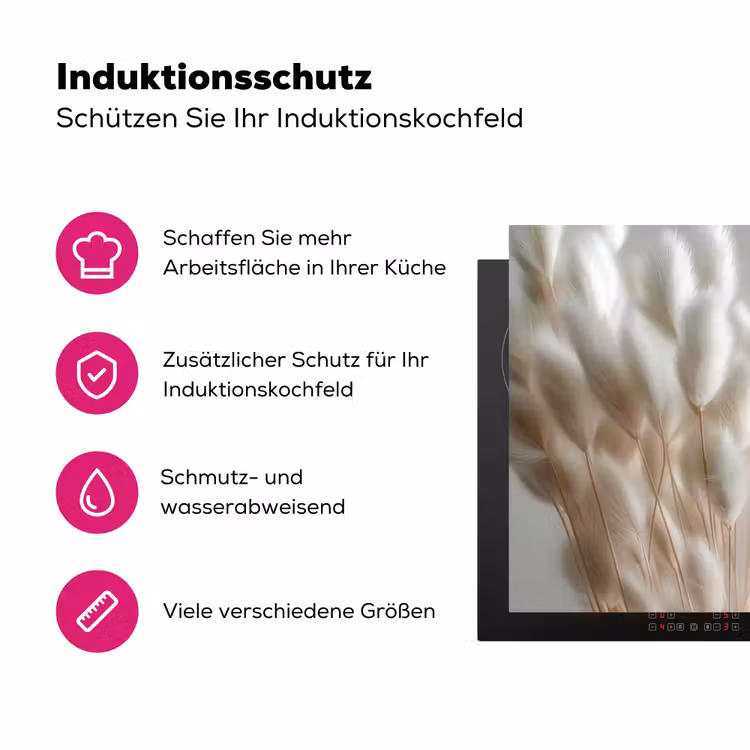 Pluimen - Beige - Minimalistisch Inductie beschermer vinyl 3mm klein -zzzzzzz-lf-ups