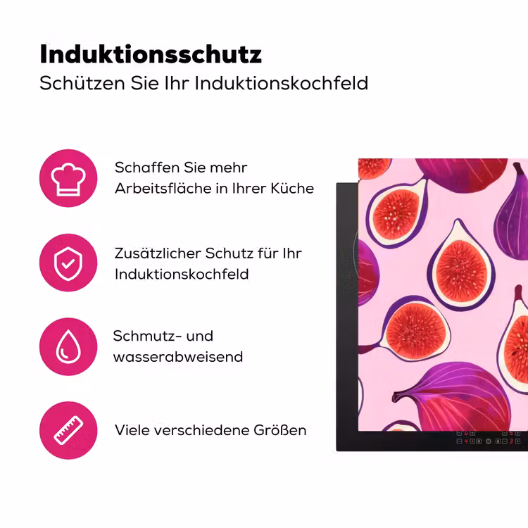 Vijgen - Roze - Paars Inductie beschermer vinyl 3mm klein -zzzzzzz-lf-ups