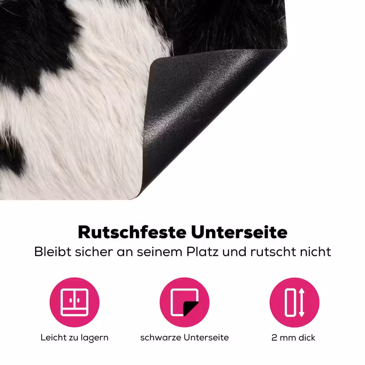 Bont - Textuur - Zwart - Wit Inductie beschermer vinyl 3mm klein -zzzzzzz-lf-onderkant