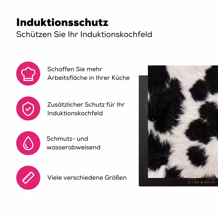 Bont - Textuur - Zwart - Wit Inductie beschermer vinyl 3mm klein -zzzzzzz-lf-ups