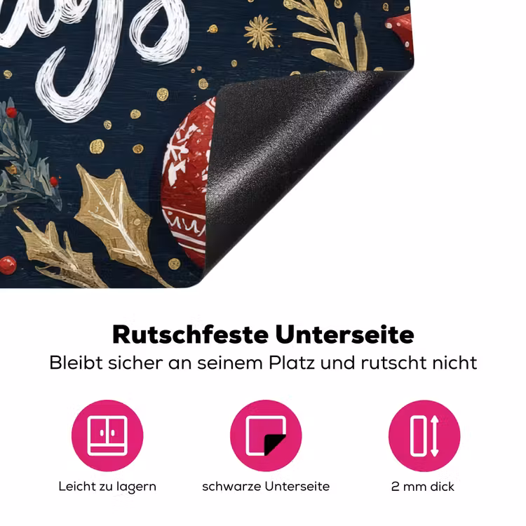 Feestelijk - Kerstgroet - Kleurrijk Inductie beschermer vinyl 3mm klein -zzzzzzz-lf-onderkant
