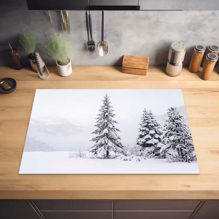 Fijnsparren - Sneeuw - Winter - Landschap - Stilte Inductie beschermer vinyl 3mm klein -sfeer5
