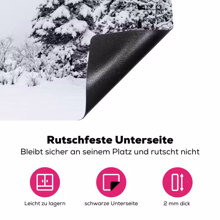 Fijnsparren - Sneeuw - Winter - Landschap - Stilte Inductie beschermer vinyl 3mm klein -zzzzzzz-lf-onderkant