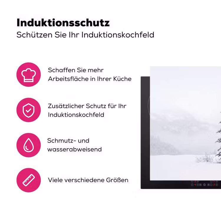 Fijnsparren - Sneeuw - Winter - Landschap - Stilte Inductie beschermer vinyl 3mm klein -zzzzzzz-lf-ups