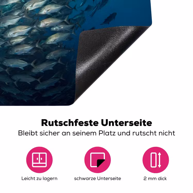 Vis - School - Oceaan - Natuur - Blauw Inductie beschermer vinyl 3mm klein -zzzzzzz-lf-onderkant