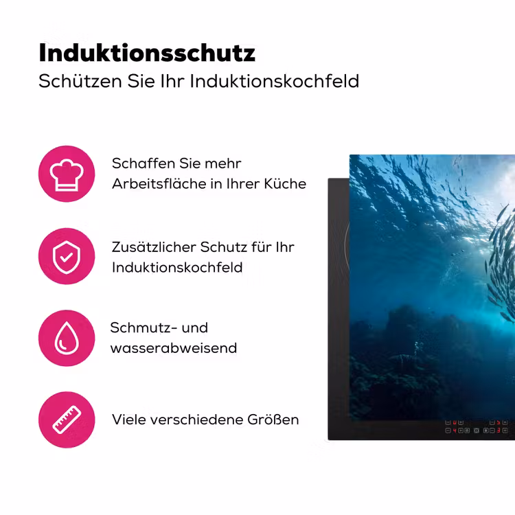 Vis - School - Oceaan - Natuur - Blauw Inductie beschermer vinyl 3mm klein -zzzzzzz-lf-ups