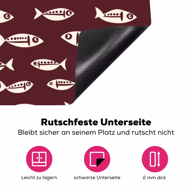 Vissen - Grafisch - Patroon - Donker Inductie beschermer vinyl 3mm klein 276 -zzzzzzz-lf-onderkant