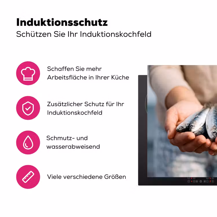 Herdabdeckplatte - Fisch – Hände – Natur - Vis - Handen - Natuur Inductie beschermer vinyl 3mm middel
