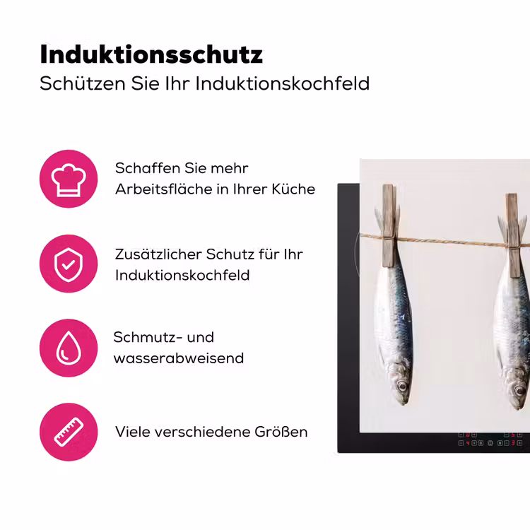 Herdabdeckplatte - Fisch – Hängend – Essen - Vis - Hangend - Eten Inductie beschermer vinyl 3mm middel