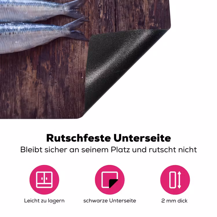Herdabdeckplatte - Fisch – Holz – Essen - Vis - Hout - Eten Inductie beschermer vinyl 3mm middel