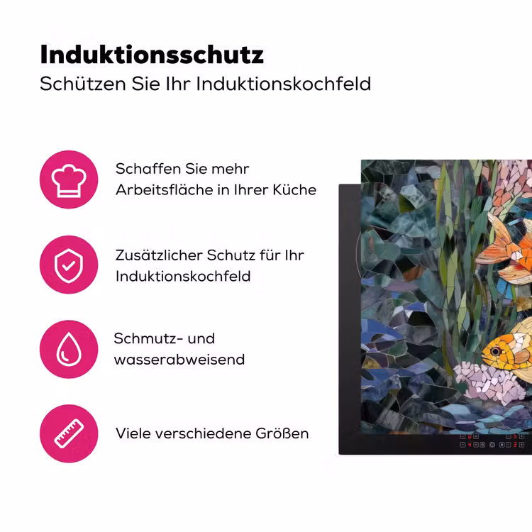 Vissen - Koraal - Zee - Mozaïek Inductie beschermer vinyl 3mm klein -zzzzzzz-lf-ups