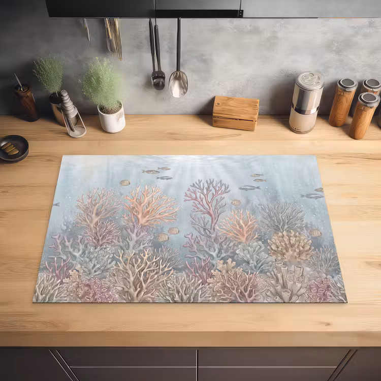 Vis - Koraal - Oceaan - Illustratie - Onderwater Inductie beschermer vinyl 3mm klein -sfeer5
