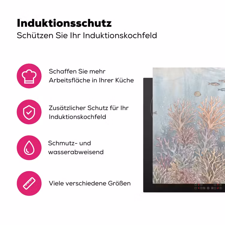 Vis - Koraal - Oceaan - Illustratie - Onderwater Inductie beschermer vinyl 3mm klein -zzzzzzz-lf-ups