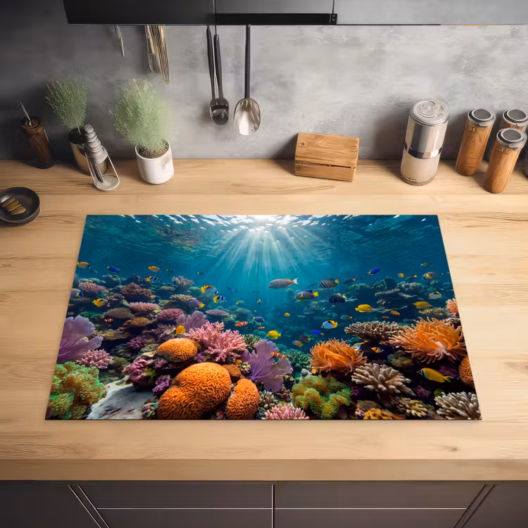 Vis - Koraal - Oceaan - Natuur - Kleurrijk Inductie beschermer vinyl 3mm klein -sfeer5