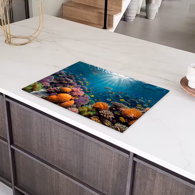 Vis - Koraal - Oceaan - Natuur - Kleurrijk Inductie beschermer vinyl 3mm klein -sfeer8