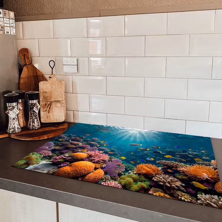 Vis - Koraal - Oceaan - Natuur - Kleurrijk Inductie beschermer vinyl 3mm klein -sfeer3