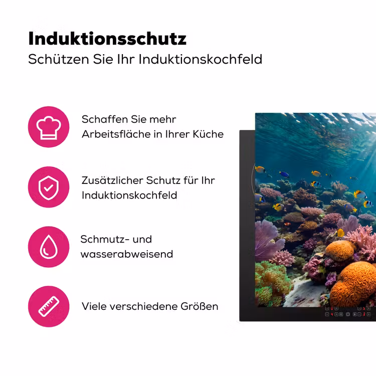 Vis - Koraal - Oceaan - Natuur - Kleurrijk Inductie beschermer vinyl 3mm klein -zzzzzzz-lf-ups