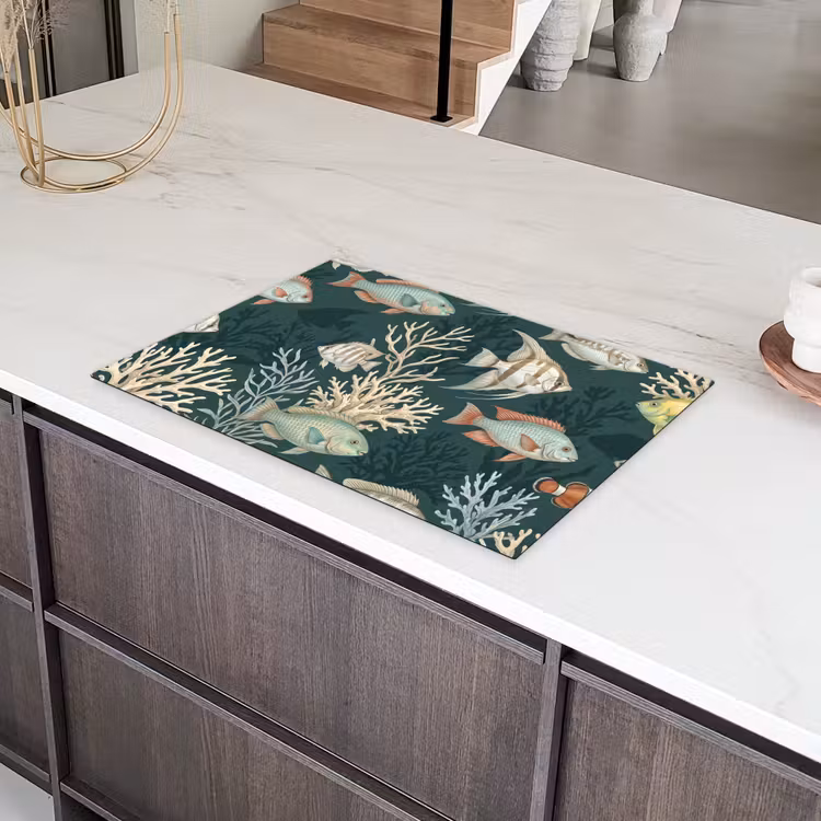 Vis - Koraal - Onderwater - Illustratie Inductie beschermer vinyl 3mm klein -sfeer8