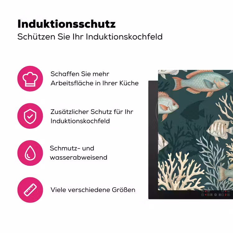 Vis - Koraal - Onderwater - Illustratie Inductie beschermer vinyl 3mm klein -zzzzzzz-lf-ups
