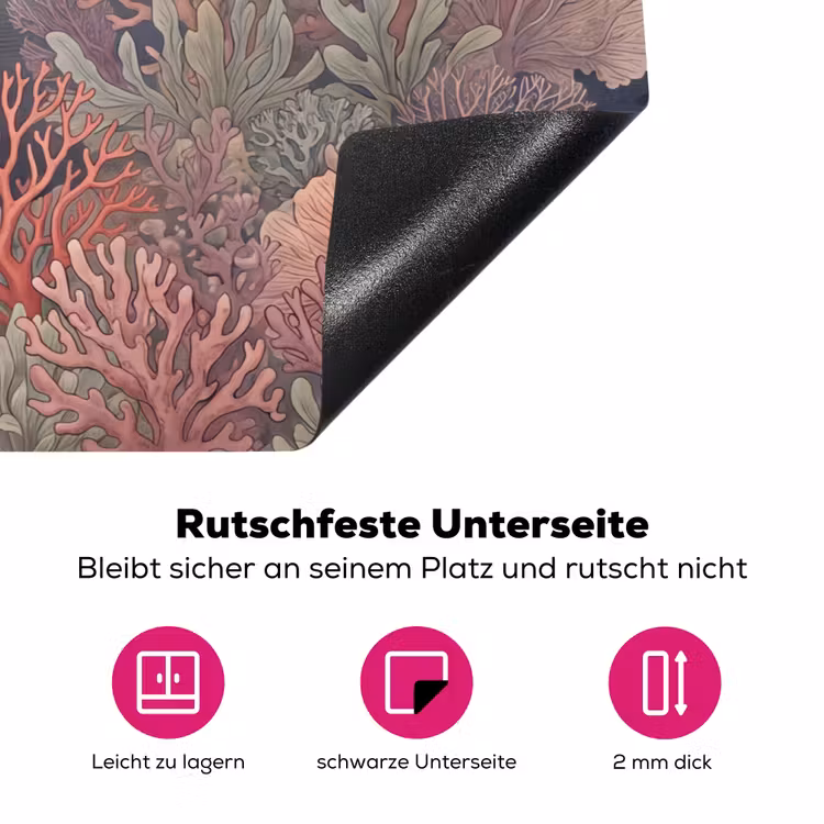 Vis - Koraal - Onderwater - Illustratie - Vintage Inductie beschermer vinyl 3mm klein -zzzzzzz-lf-onderkant