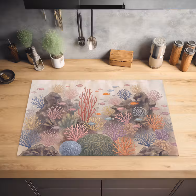Vis - Koraalrif - Onderwaterwereld - Illustratie Inductie beschermer vinyl 3mm klein -sfeer5