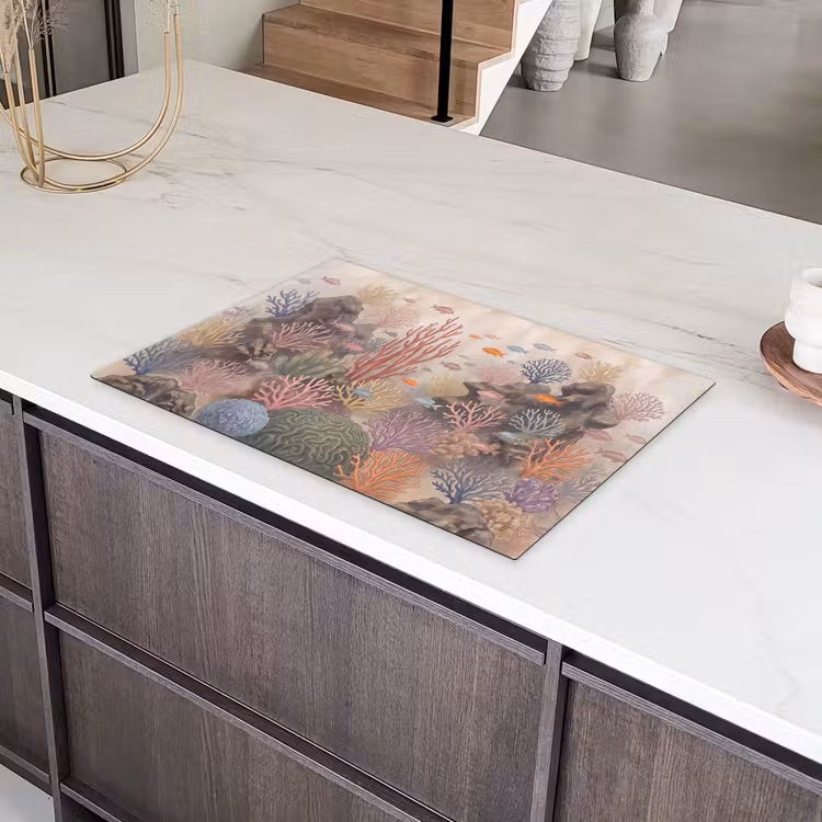 Vis - Koraalrif - Onderwaterwereld - Illustratie Inductie beschermer vinyl 3mm klein -sfeer8
