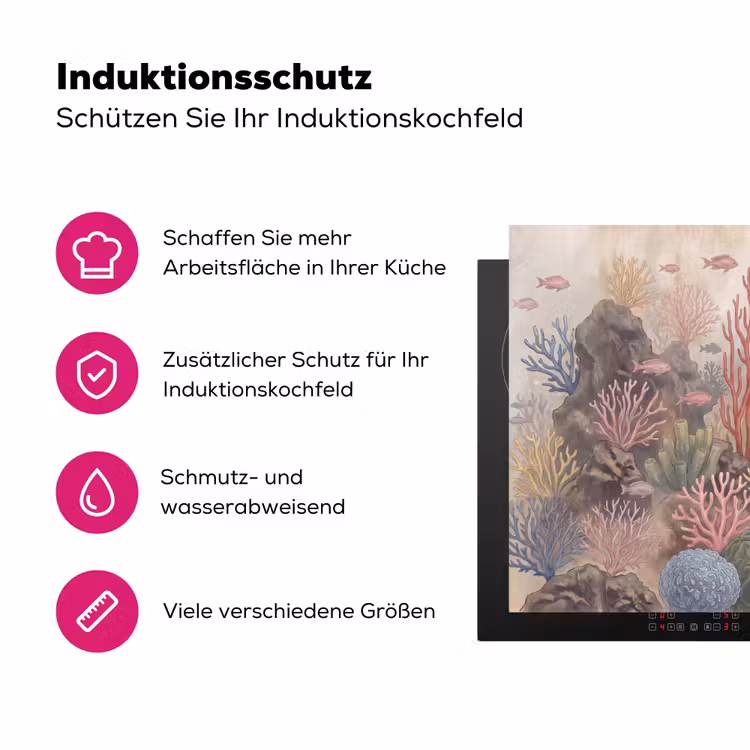 Vis - Koraalrif - Onderwaterwereld - Illustratie Inductie beschermer vinyl 3mm klein -zzzzzzz-lf-ups