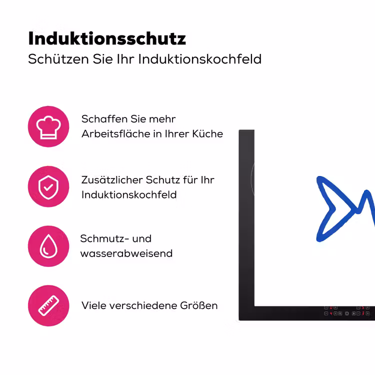 Vis - Minimalistisch - Blauw - Lijn Inductie beschermer vinyl 3mm klein -zzzzzzz-lf-ups