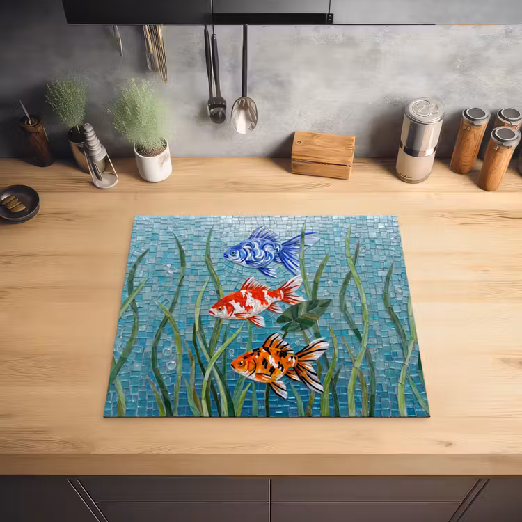 Vis - Mozaïek - Onderwater - Kleurrijk - Dieren Inductie beschermer vinyl 3mm middel -sfeer5