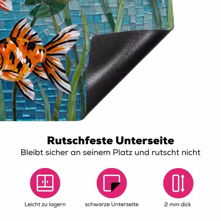 Vis - Mozaïek - Onderwater - Kleurrijk - Dieren Inductie beschermer vinyl 3mm middel -zzzzzzz-lf-onderkant