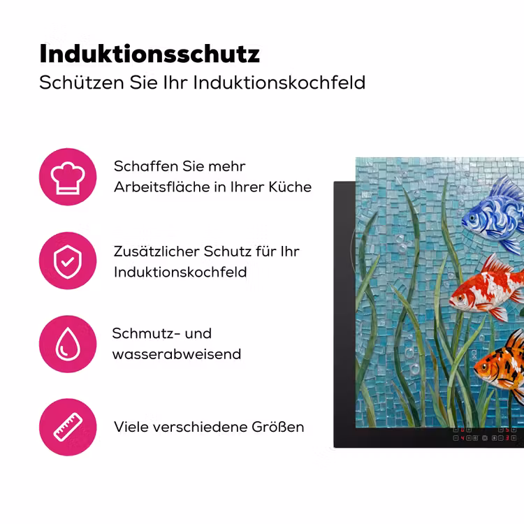 Vis - Mozaïek - Onderwater - Kleurrijk - Dieren Inductie beschermer vinyl 3mm middel -zzzzzzz-lf-ups
