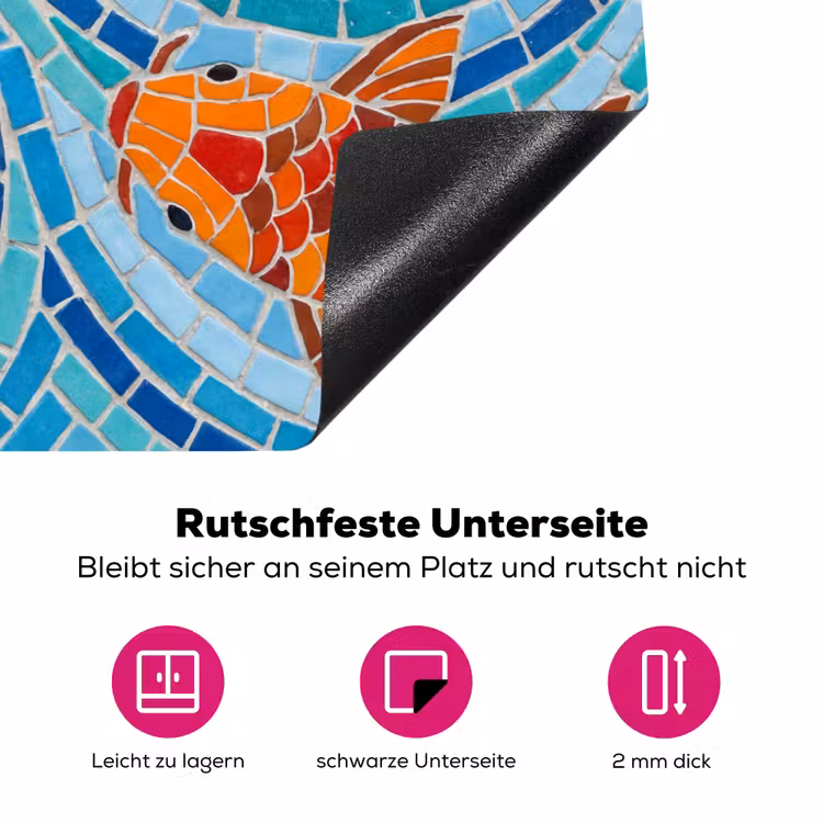 Vis - Mozaïek - Water - Decoratief - Blauw Inductie beschermer vinyl 3mm middel -zzzzzzz-lf-onderkant