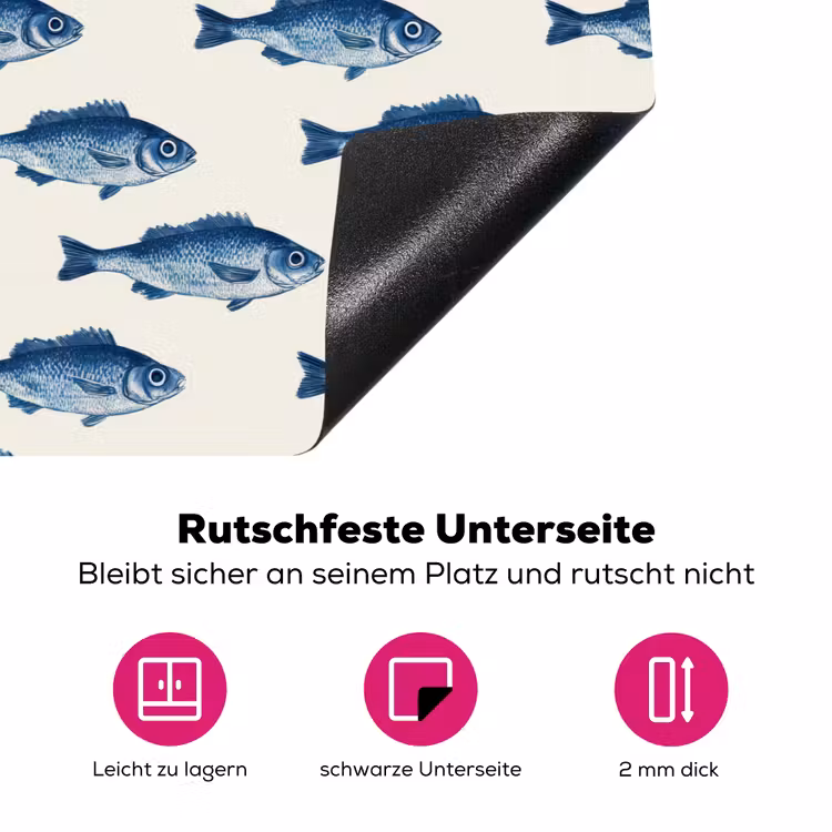 Vis - Patroon - Blauw Inductie beschermer vinyl 3mm klein 276 -zzzzzzz-lf-onderkant