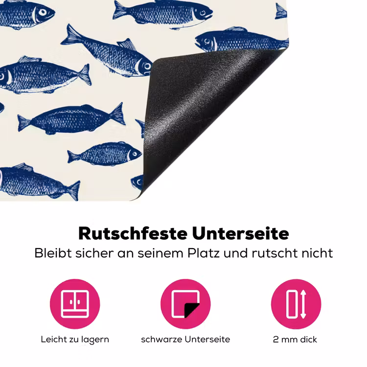 Vissen - Patroon - Blauw - Wit Inductie beschermer vinyl 3mm klein 276 -zzzzzzz-lf-onderkant