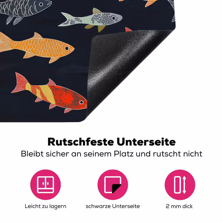 Vissen - Patroon - Kleurrijk Inductie beschermer vinyl 3mm klein 276 -zzzzzzz-lf-onderkant