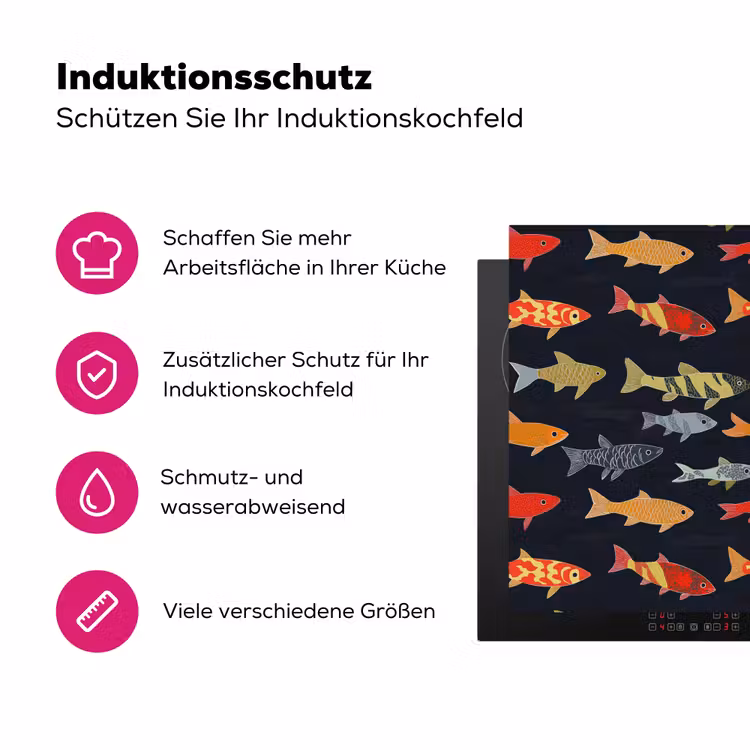 Vissen - Patroon - Kleurrijk Inductie beschermer vinyl 3mm klein 276 -zzzzzzz-lf-ups