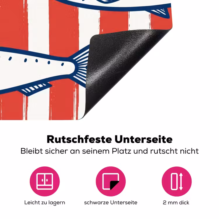 Vis - Patroon - Strepen - Illustratie - Rood Inductie beschermer vinyl 3mm middel -zzzzzzz-lf-onderkant
