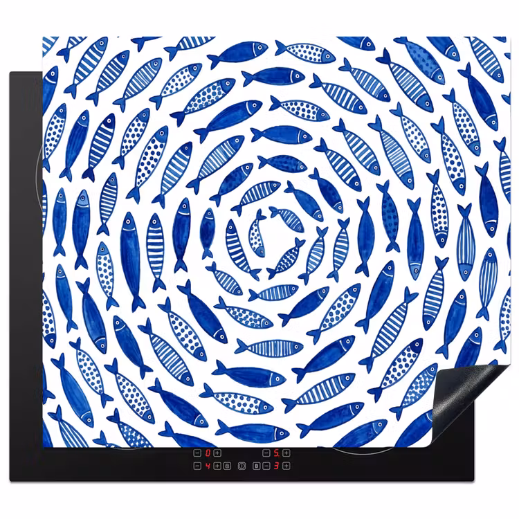 Vis - Patroon - Onderwater - Abstract - Blauw Inductie beschermer vinyl 3mm middel -3d