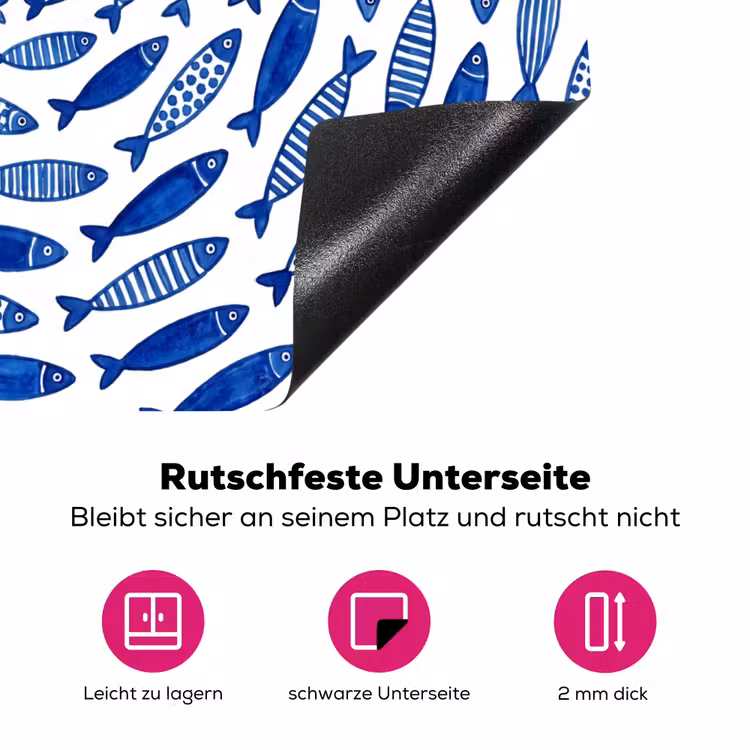 Vis - Patroon - Onderwater - Abstract - Blauw Inductie beschermer vinyl 3mm middel -zzzzzzz-lf-onderkant