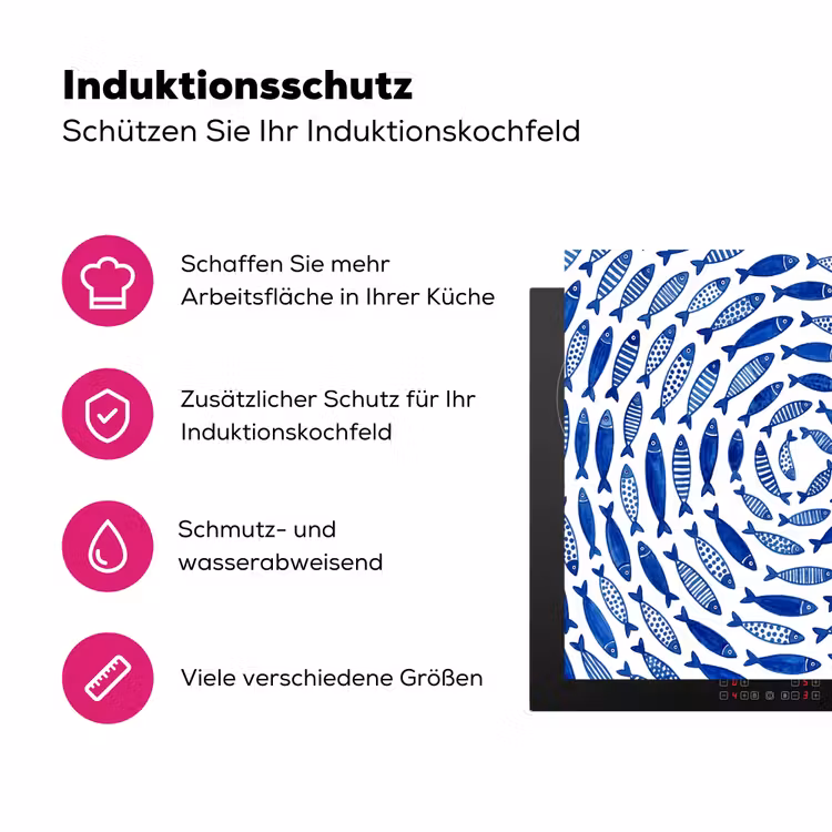 Vis - Patroon - Onderwater - Abstract - Blauw Inductie beschermer vinyl 3mm middel -zzzzzzz-lf-ups