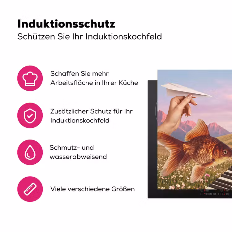 Herdabdeckplatte - Fisch – Natur – Abstrakt - Vis - Natuur - Abstract Inductie beschermer vinyl 3mm middel