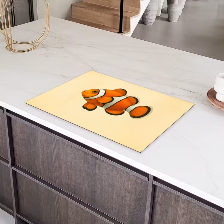 Vis - Oranje - Strepen Inductie beschermer vinyl 3mm klein -sfeer8