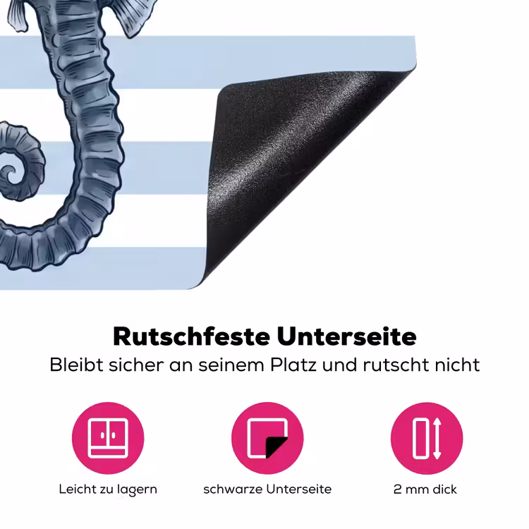 Vis - Oceaan - Illustratie - Blauw - Strepen Inductie beschermer vinyl 3mm middel -zzzzzzz-lf-onderkant