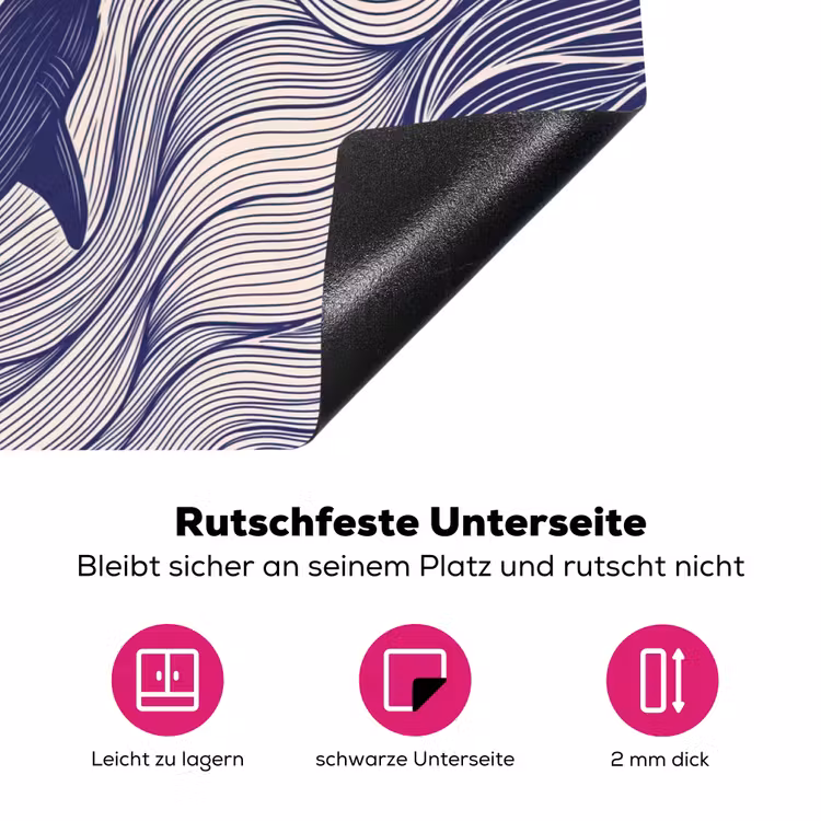 Vis - Oceaan - Lijntekening - Blauw - Dieren Inductie beschermer vinyl 3mm klein -zzzzzzz-lf-onderkant