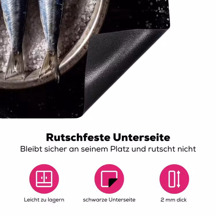 Herdabdeckplatte - Fisch – Salz – Essen - Vis - Zout - Eten Inductie beschermer vinyl 3mm middel