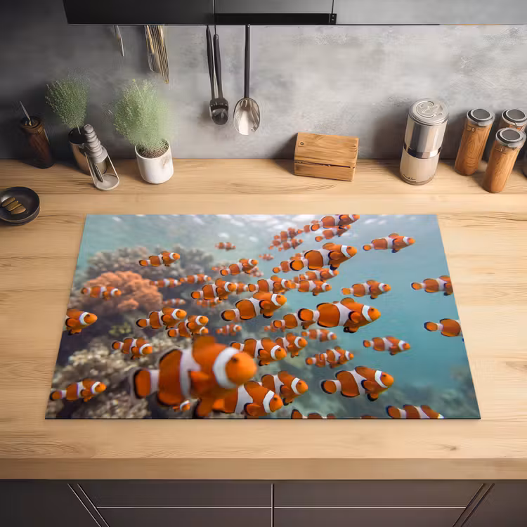 Vis - School - Onderwater - Dieren - Oranje Inductie beschermer vinyl 3mm klein -sfeer5