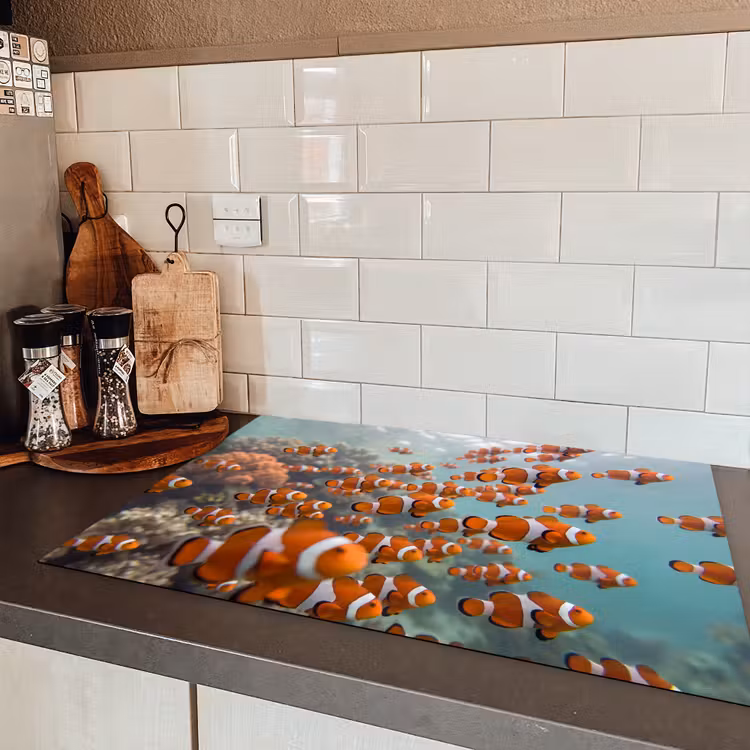 Vis - School - Onderwater - Dieren - Oranje Inductie beschermer vinyl 3mm klein -sfeer3